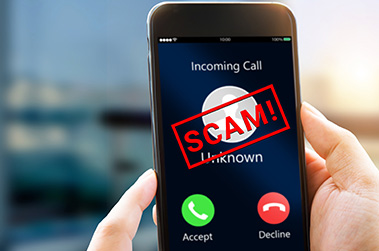 Scam call message on a cell phone