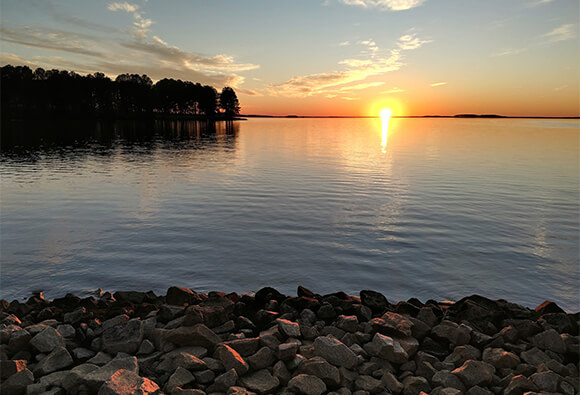 Lake Monticello Shoreline at Sunset