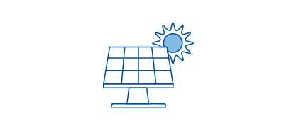 Illustrated icon of sun behind solar panel