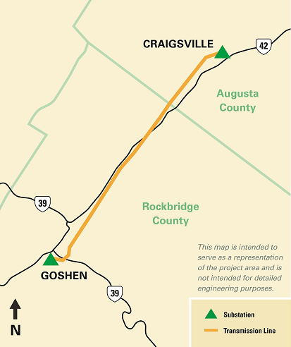 Map of Craigsville–Goshen project