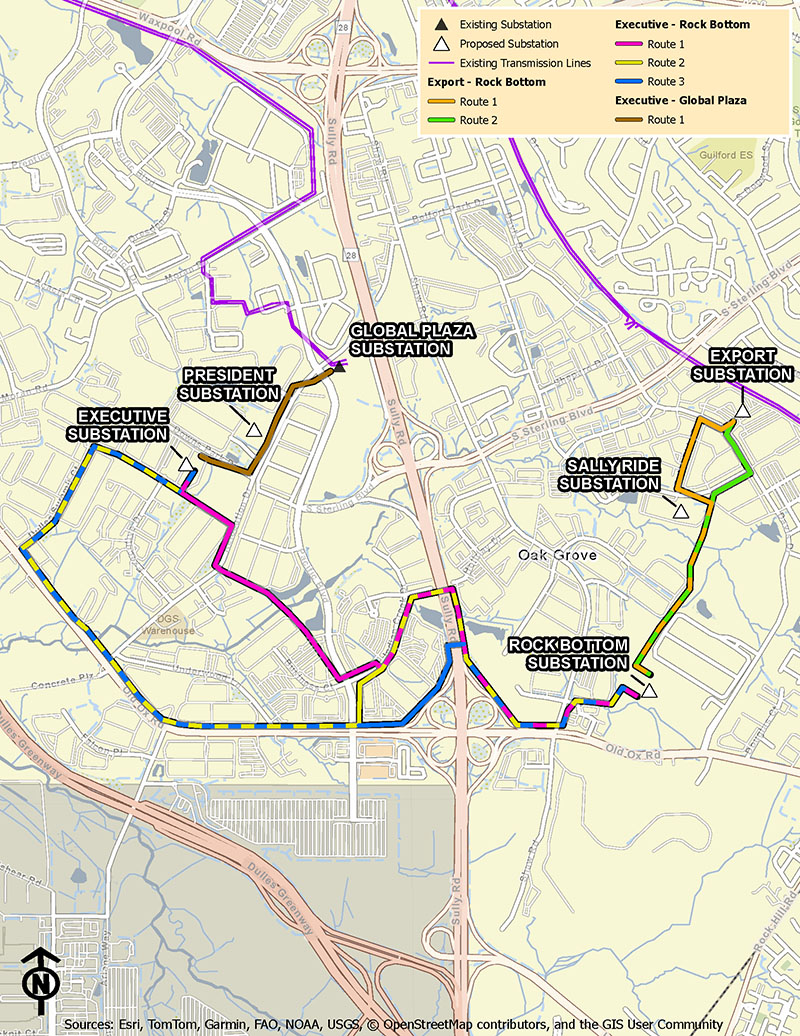 Map of potential routes for project