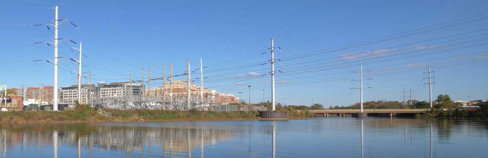 View across Four Mile Run near the Potomac, looking at part of the project area