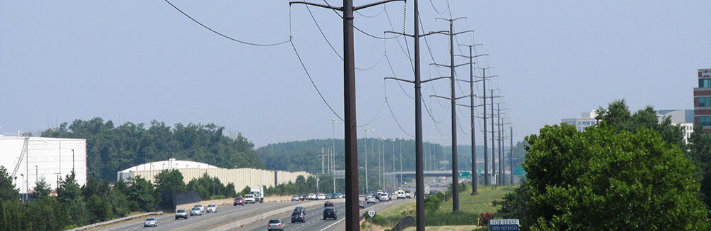 Power lines along highway