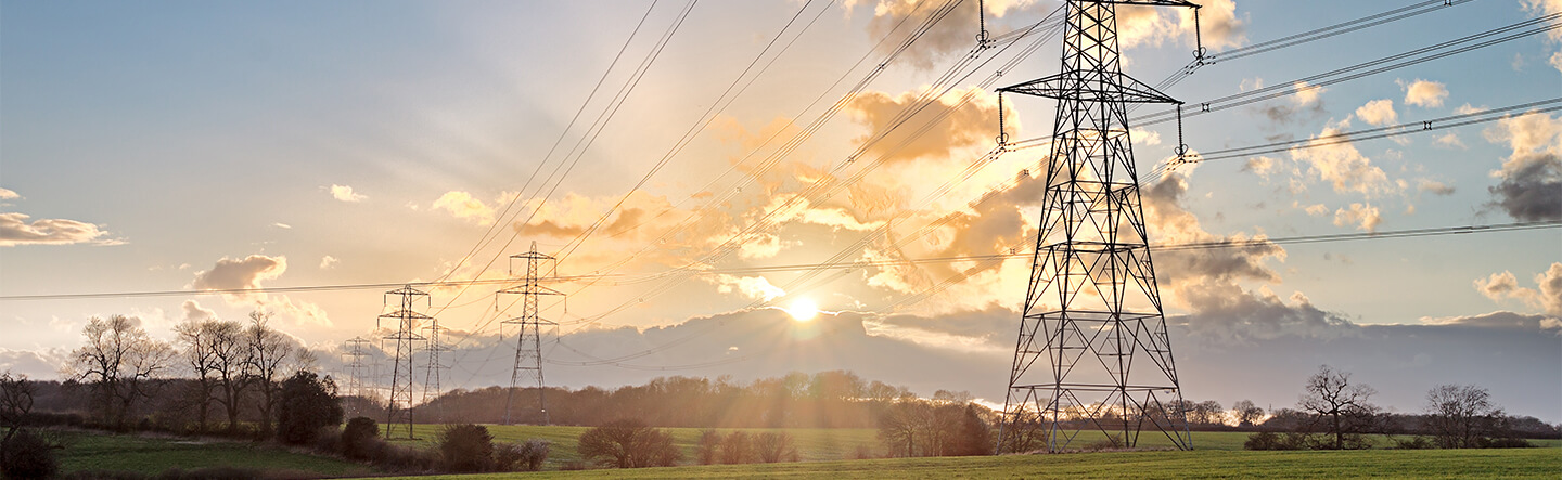 Transmission Lines Running Through Landscape