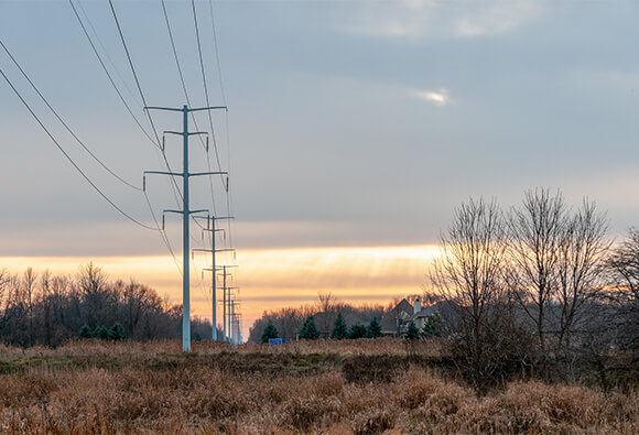 Transmission Power Lines Running Through Residential Area