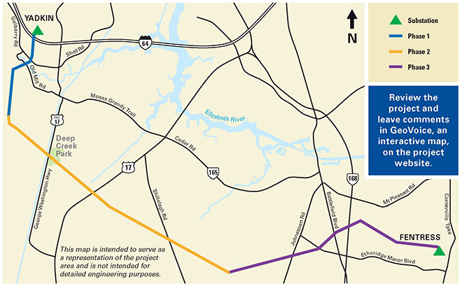 Yadkin-Fentress Construction Phases Map