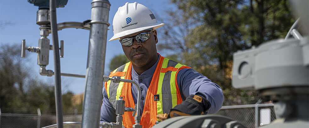 Dominion Energy Employee Working in the Field