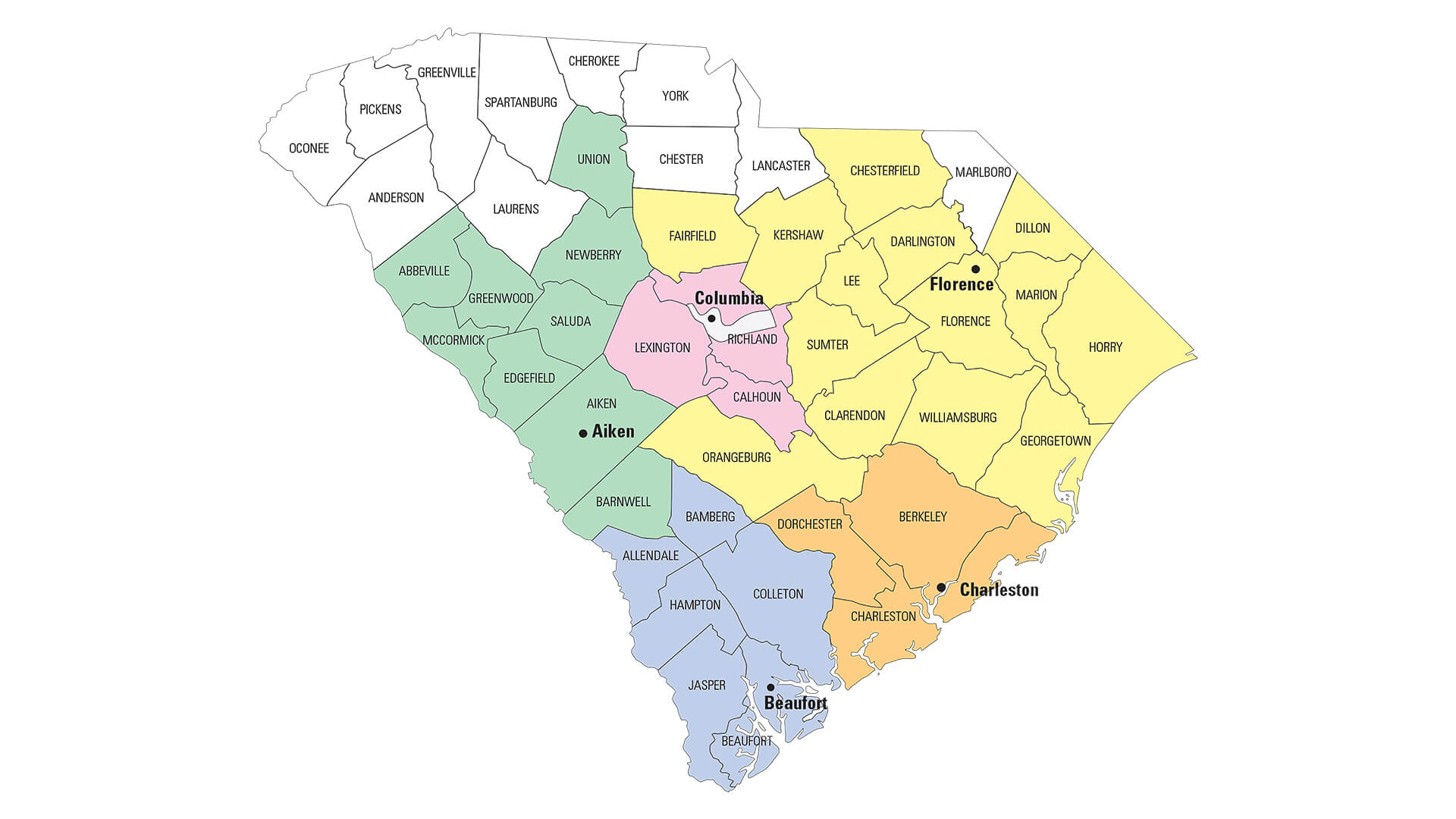 South Carolina County Map