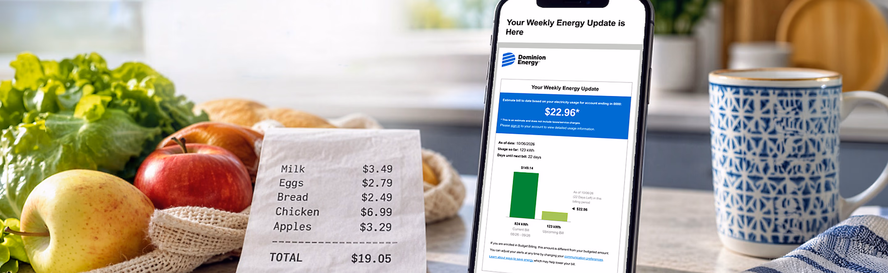 Screenshot of Dominion Energy App With Cost Per Day Calculation