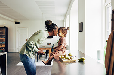 Mother and Daughter Sitting on Counter
