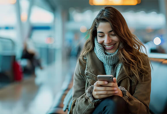 Lady on Phone While Traveling