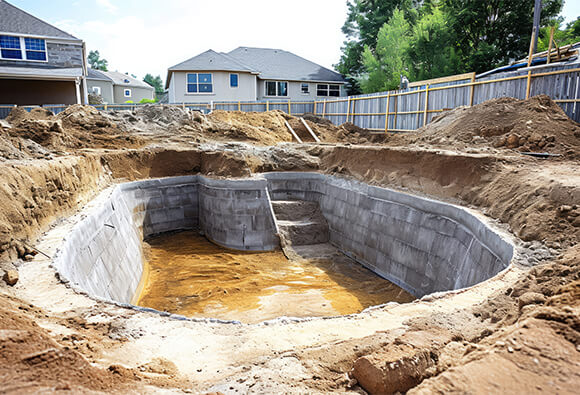 Digging Swimming Pool in Backyard