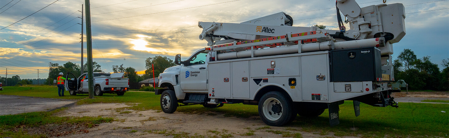 Dominion Energy Trucks Out in Field