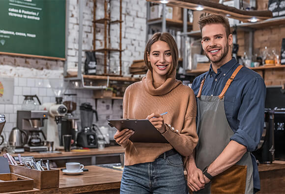 Business Partners in Coffee Shop