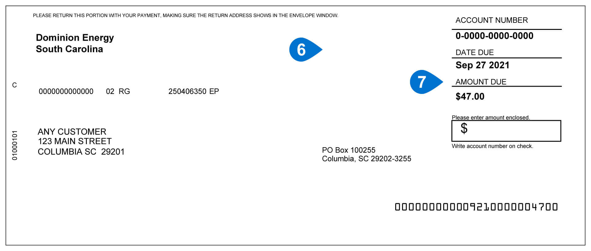 South Carolina Solar Bill Sample Items 6-7