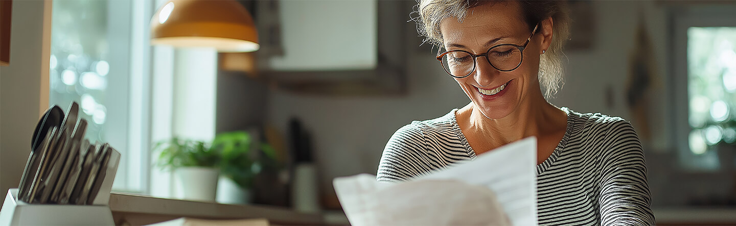Lady Looking at Paper Statement