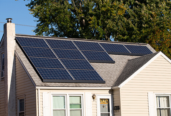 Solar Panels on Roof of House