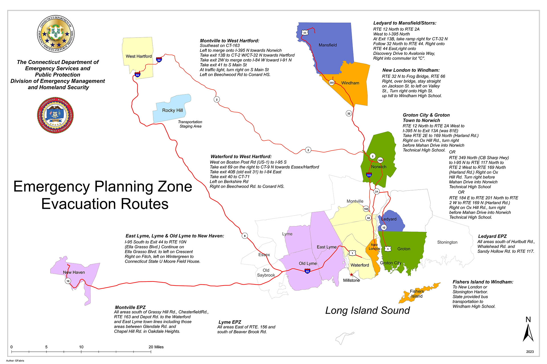 Millstone Power Station Emergency Planning Zone evacuation zones map