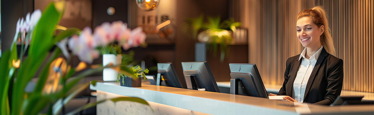 Lady Working Front Desk at Hotel