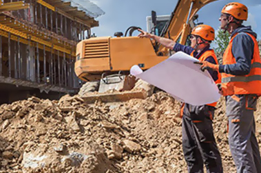 construction workers and equipment