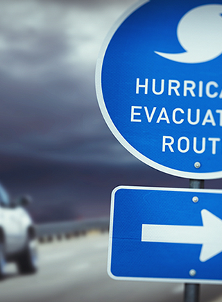 Hurricane evacuation on road
